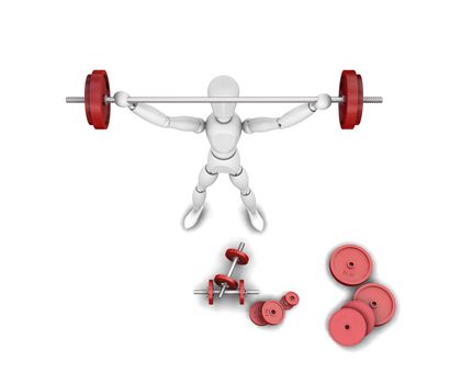 3D render of someone lifting weights