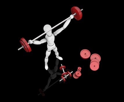 3D render of a man lifting weights