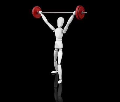 3D render of someone lifting weights