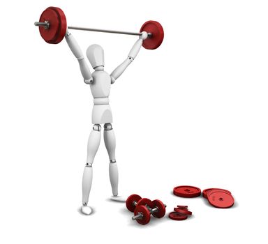 3D render of a man lifting weights