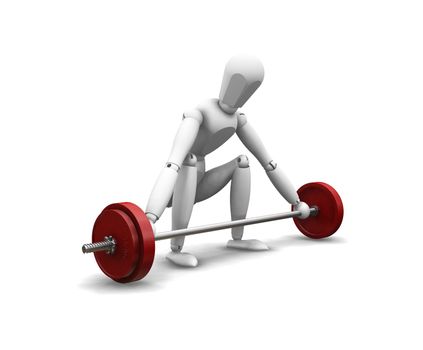 3D render of a man weight lifting on a white background