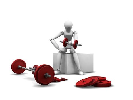 3D render of a man weight lifting on a white background