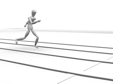 3D render of a runner running towards the finishing line