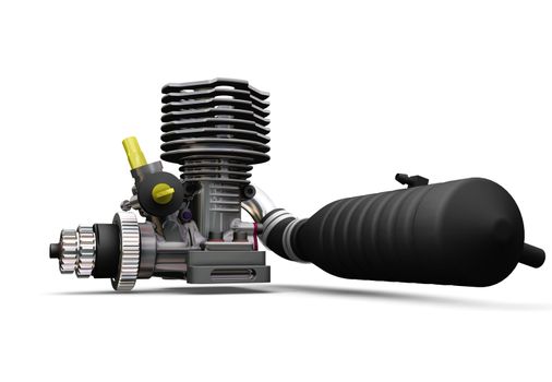 3D render of a car engine