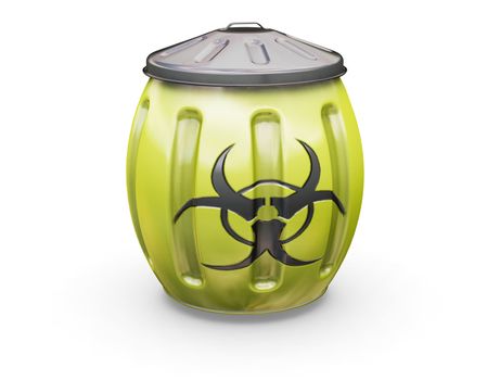 3D render of a full biohazard bin