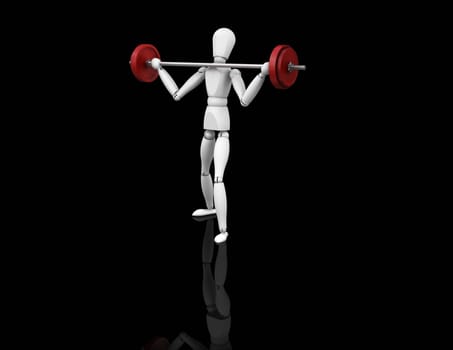 3D render of someone lifting weights