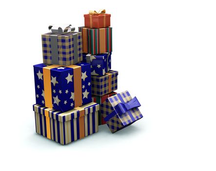 3D render of a stack of gifts