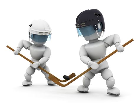 3D render of ice hockey players