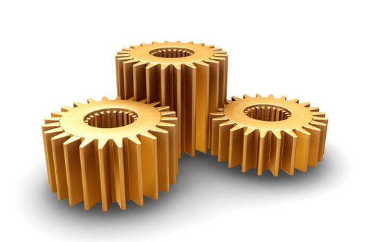 3D render of interlocking gears