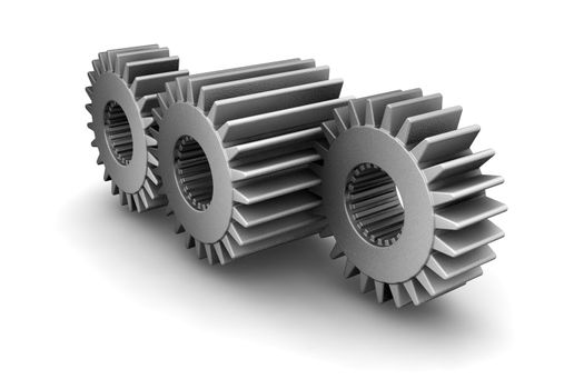 3D render of interlocking gears