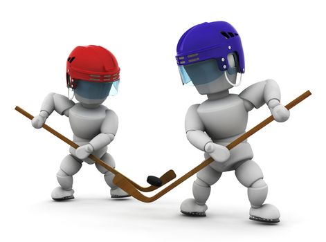 3D render of ice hockey players