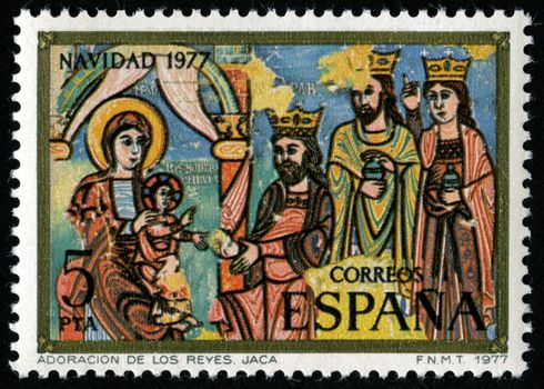 Vintage Spanish Stamps. 1977.
"Adoracion de los Reyes"