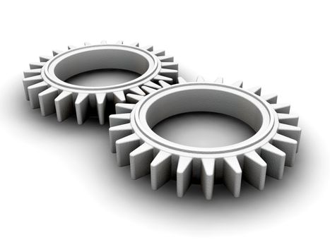 3D render of interlocking gears