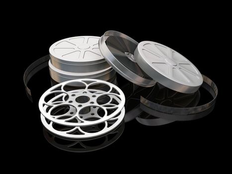 3D render of film reels