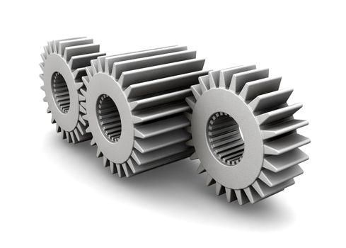 3D render of interlocking gears