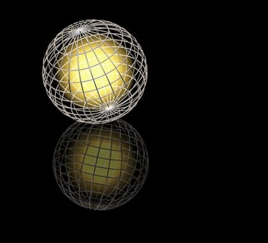 Glowing wireframe globe