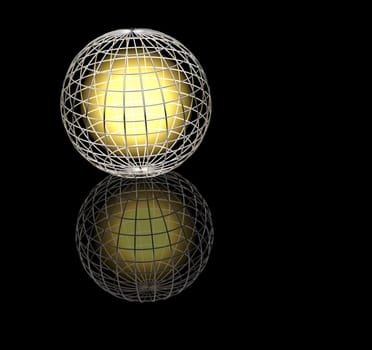 Abstract wireframe globe on black background