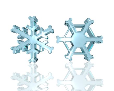 3D render of glass snowflakes