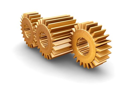 3D render of interlocking gears