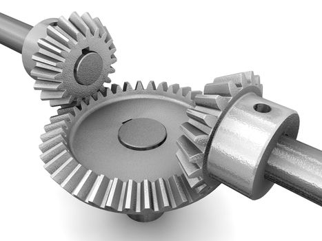 3D render of interlocking gears