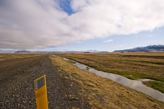 gravel road in Iceland, shot with wide angle lense