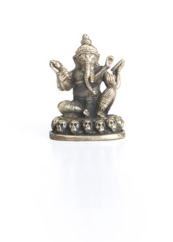 Bronze Ganesh Statue Isolated on a White Background