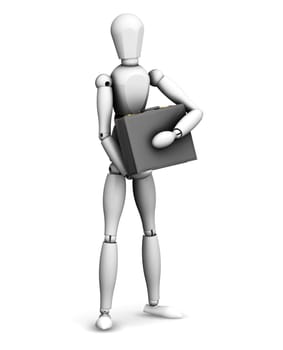 3D render of a man holding a briefcase