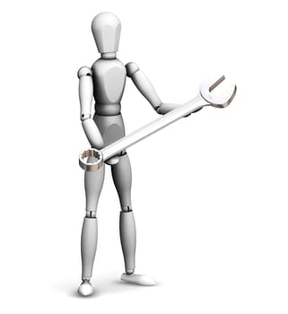 3D render of a man holding a spanner