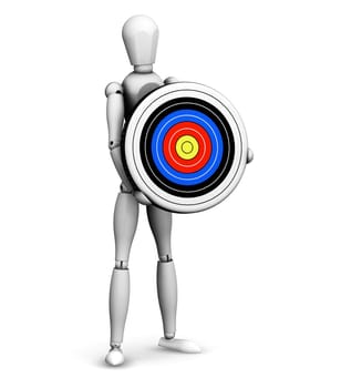 3D render of a man holding a target