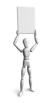 3d man holding a blanc sing