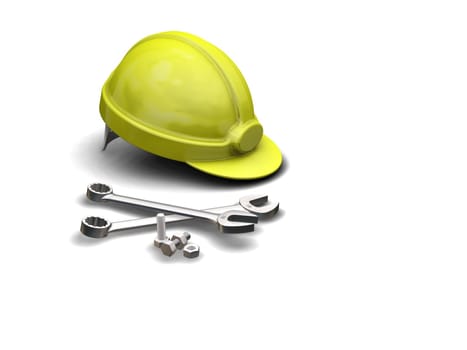 3D render of construction tools on white background