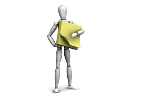 3d render of a man holding a note book