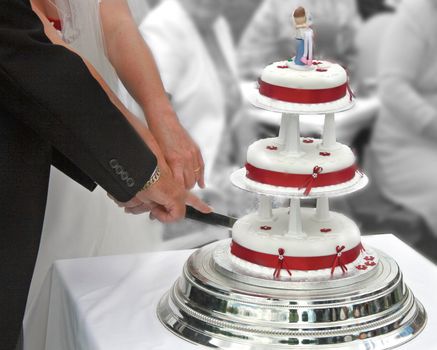 Bride and Groom cutting the Wedding Cake.