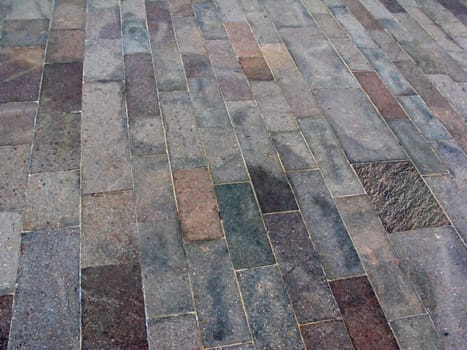A path of bricks that creates a pattern.
