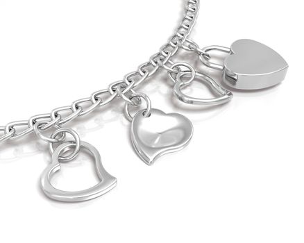 3d render of a heart bracelet