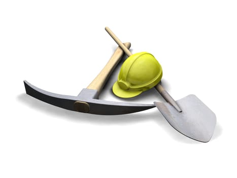 3D render of construction tools on white background