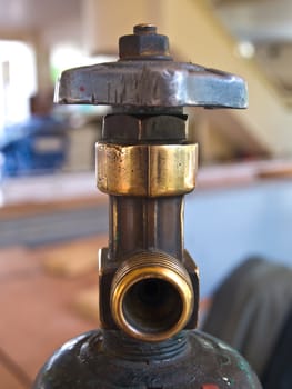 Closeup of Oxygen tank valve for industry