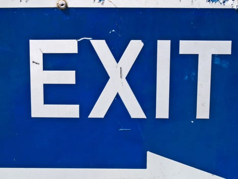 Blue exit road sign