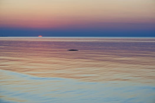 Beautiful sunset over the sea. Panoramic view