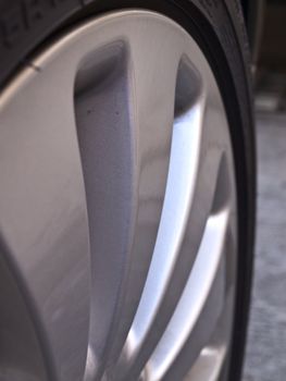 Closeup of alloy wheel