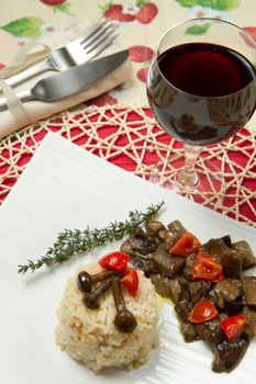 risotto with tomaotes and mushrooms
