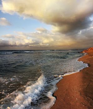 picture was taken in the evening on the Mediterranean coast of Israel