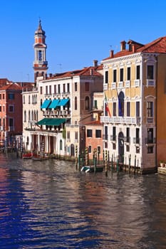 Clock Tower in Grand canal Venice Italy, Vertical