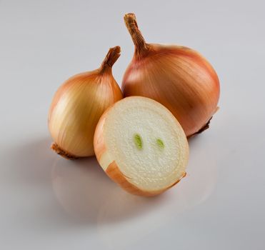 food series: group of onion, one hlf sliced