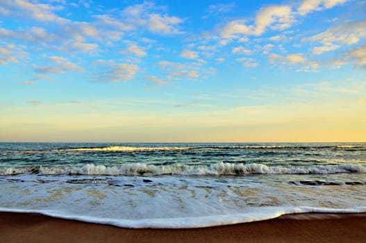 Blue sky at sunset, the Black Sea.