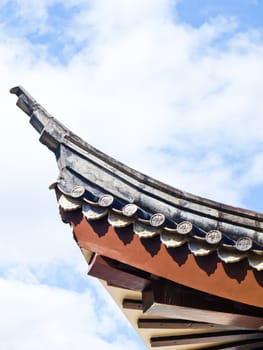 Chinese roof structure from Sirindhon Chinese cultural center, Mae Fah Luang University, Chiang Rai, Thailand