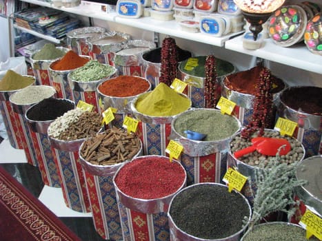 Colorful spices at a market.