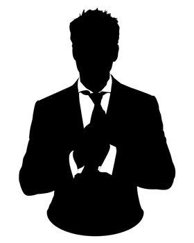 Graphic illustration of man in business suit as user icon, avatar