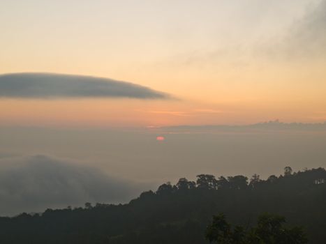 Sun rise from Chaeng hill, Chiang rai Thailand