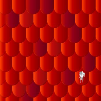 Red ceramic tiles texure background with bird droppings